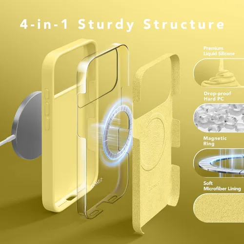 Vista 1767 de GONEZ Funda magnética para iPhone 14, compatible con Magsafe, con protector de pantalla + protector de cámara, forro de microfibra antiarañazos