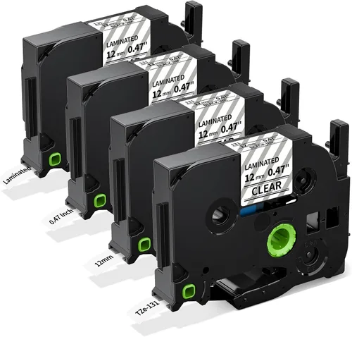 TZe-131 - Cinta transparente para etiquetas, compatible con Brother P-Touch, cinta transparente TZe131 TZe TZ de 0.47 pulgadas laminada para Ptouch