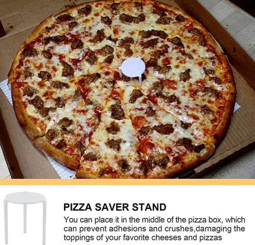 Vista 5 de Angel's Peel Lounge Caja de pizza/soporte para guardar pizza (paquete de 50) - Trípode de plástico blanco para contenedor de restaurante, cajas