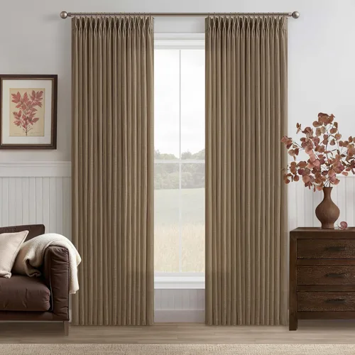 Vista 61 de TWODRAPES Cortinas de Lino Plisadas con Pinza Beige Blancas de 54 Pulgadas de Largo 2 Paneles para Comedor Cocina Dormitorio Plisadas Semi