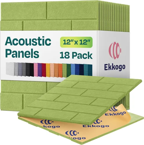 Vista 114 de Paquete de 12 paneles acústicos con aislamiento de sonido para paredes 12 x 12 x 0.4 pulgadas Paneles decorativos para amortiguación de sonido