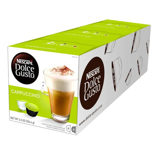 Vista 3 de Nescafe Dolce Gusto Coffee Pods, Cappuccino, 16 capsules, Pack of 3