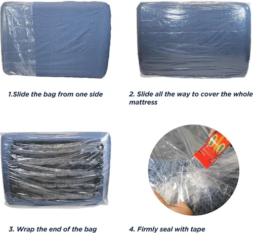 Vista 4 de Paquete de 2 bolsas de colchón tamaño individual y matrimonial para mudanza y protección, se adapta a colchones con parte superior de almohada