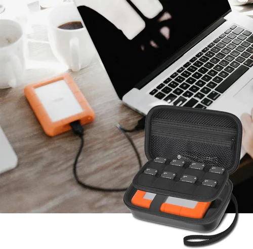 Vista 9 de Funda para LaCie Rugged Mini 1TB/ 2TB/ 4TB/ 5TB/Thunderbolt 3.0 2.0 USB-C Disco duro externo HDD portátil, soporte de almacenamiento para discos