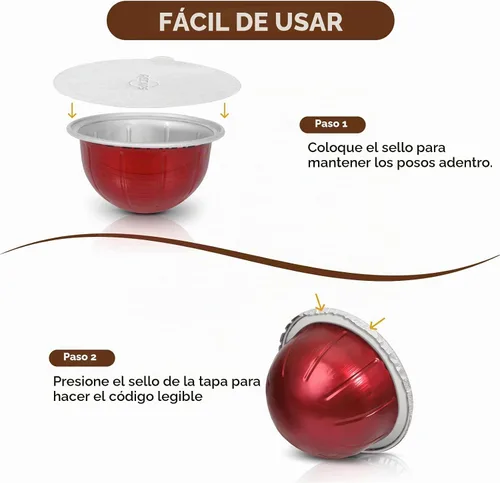 Vista 5 de RECAPS Tapas de aluminio con sellos para reutilizar cápsulas de café Filtro de café reutilizable Filtro recargable Compatible con Nespresso