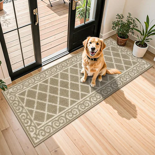 HEBE Alfombra Pasillo Lavable 20"x59" Tapete Interior para Puerta Corredores, Alfombra Pasillo Antideslizante Atrapa Suciedad Tapetes de Piso