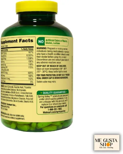 Vista 6 de Comprimidos Super Vitamin B Complex 500 unidades Spring Valley + me Gusta Sticker