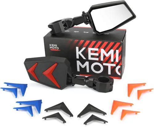 KEMIMOTO UTV - Espejos laterales color negro, azul, rojo y naranja, compatible con Polaris RZR Talon Can Am Rearview funciona con jaula antivuelco