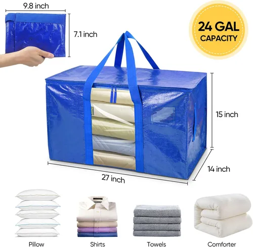 Vista 2 de BALEINE Paquete de 4 Bolsas de Mudanza de Gran Tamaño con Asas Reforzadas, Bolsas Tote de Almacenamiento Resistente Suministros de Mudanza