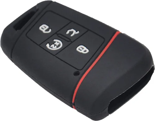 Vista 4 de LemSa Funda protectora de silicona para llavero inteligente con 4 botones para Volkswagen Tiguan Atlas Jetta Passat Golf Alltrack Push Start, 2021
