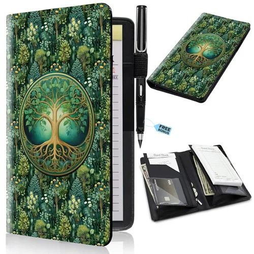 Vista 18 de Libros para servidores de 2ª generación, 5 x 9 pulgadas, para camarera con bolsillos expandibles/con cremallera, lindo libro de servir, blocs