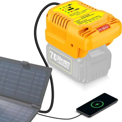 Vista 9 de Adaptador de cargador solar para batería Dewalt 20V/60V, portátil, trabajo al aire libre, camping
