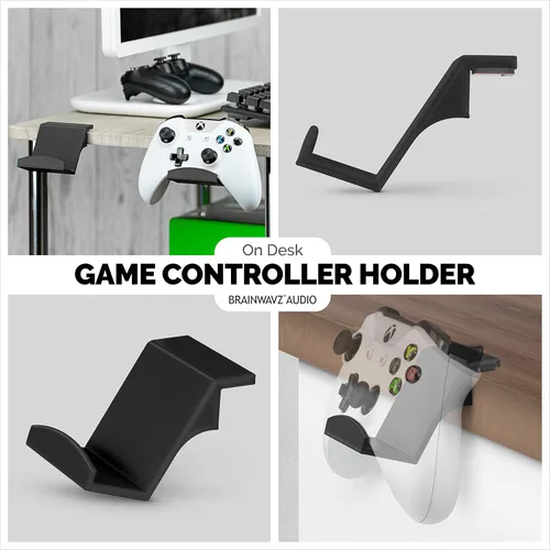 Vista 2 de BRAINWAVZ Game Controller Desktop Stand Holder (2 Pack) for XBOX ONE 360 SWITCH PS4 STEAM PC NINTENDO, Universal Gamepad Accessories - No screws