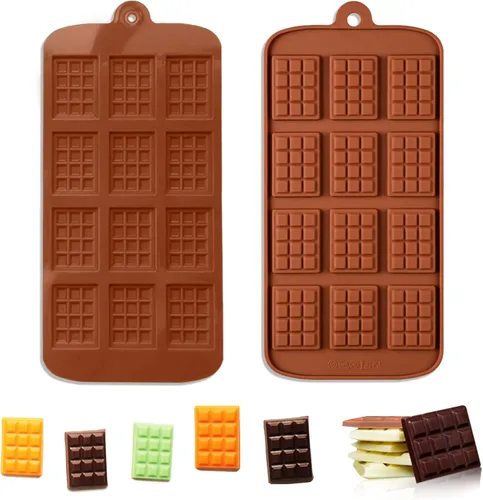 2 Piezas de Moldes de Silicona Separables para Chocolate, Molde Cuadrado de Silicona, Molde de Barra de Chocolate y Caramelo Antiadherente, Molde de