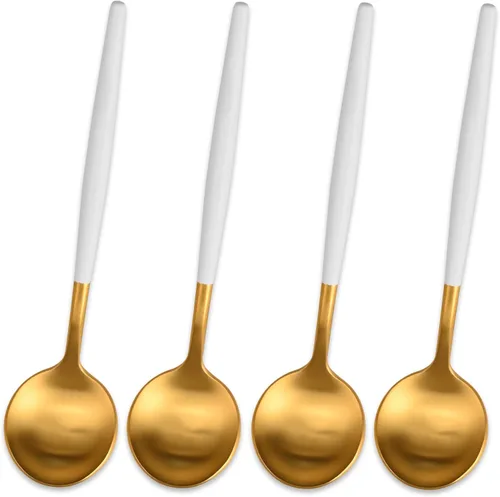 Vista 14 de 5.1 Pulgadas Cuchara de Té Satinada Negra SS18/10, Juego de 4 Mini Cucharas de Café de Acero Inoxidable, Cuchara de Té Pequeña, Cucharas Demitasse