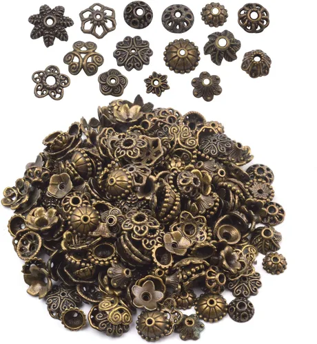 Vista 12 de BronaGrand 3.53 oz (alrededor de 180-350 piezas) tapas de cuentas de metal, espaciadores de joyería, accesorios para pulseras, collares, joyería