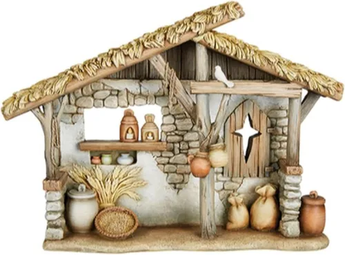Conjuntos de Nacimiento Avalon Gallery para Navidad - Escena de Belén Nocturno de Interior, 31.1 cm x 22.2 cm, Establo/Creche
