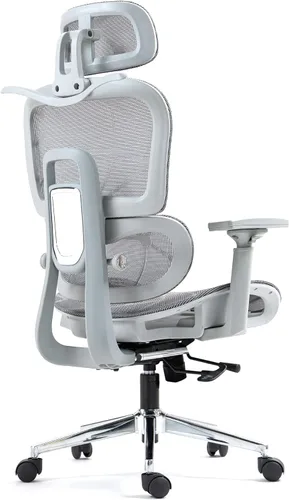 Vista 10 de Silla de oficina ergonómica de malla con reposapiés, silla de escritorio de computadora de respaldo alto con reposacabezas y reposabrazos