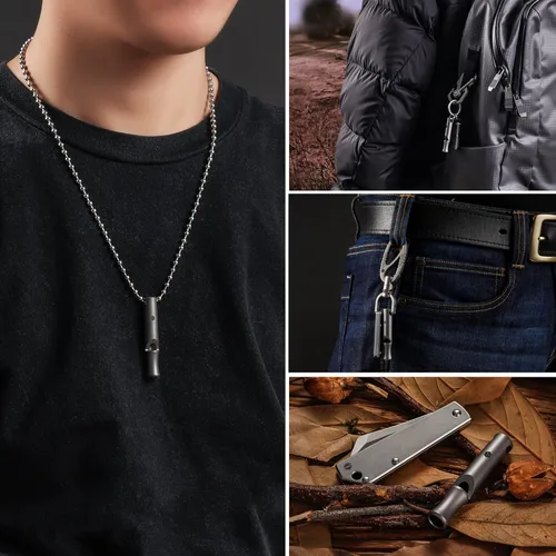 Vista 9 de KeyUnity Clip de llavero mosquetón de titanio KD00, silbato KA22 EDC, paquete de grillete de llave de anillo KA17 D