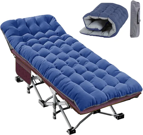 Vista 13 de Slsy Cuna de campamento con colchón de espuma viscoelástica de 2 pulgadas, cama plegable acolchada mejorada con bolsa de transporte, catre de dormir