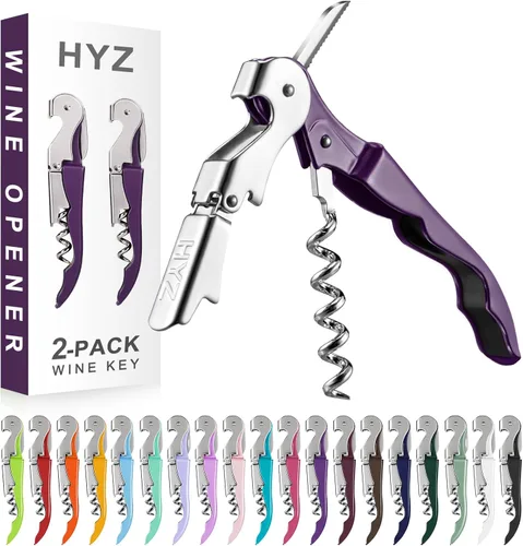 Vista 22 de HYZ Paquete de 2 Abrebotellas de Vino Sacacorchos de Camarero, Llave de Vino Profesional para Servidores, Bartender con Cortador de Papel