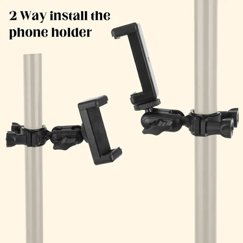 Vista 5 de Soporte de micrófono para teléfono, soporte ajustable para teléfono, soporte giratorio para teléfonos móviles, soporte de teléfono inteligente