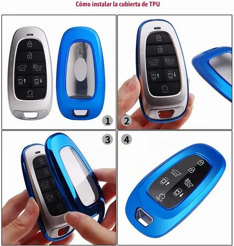 Vista 3 de Horande Funda para llavero de TPU para Hyundai Sonata Santa fe 2022 Tucson sin llave (azul)