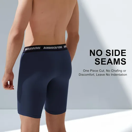 Vista 3 de BAMBOO COOL Men's Long Boxer Briefs Long Leg Performance Breathable Comfort Underwear for Men 3 or 5 or 6 Pack