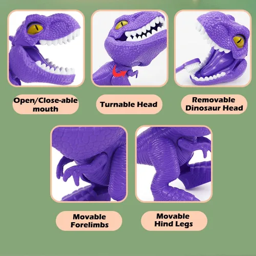 Vista 6 de Paquete de 19 piezas = 9 piezas de simulación de plástico para dentistas (rosa) + 10 piezas de juego de simulación de dinosaurio de plástico (morado)