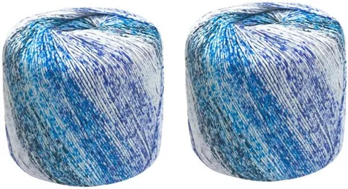 Vista 2 de Hilo de algodón suave para ganchillo: hilo azul cielo abigarrado para proyectos de tejer de bricolaje perfecto para bufandas, sombreros