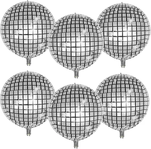 Vista 17 de FBQ Kit de arco de globos de discoteca 4D, globos de aluminio de disco de los años 70, 80, 90, fiesta de discoteca, aniversario, decoración