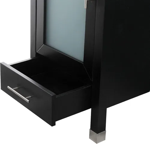 Vista 7 de Mueble de baño de 20 pulgadas con lavabo combinado, fregadero de cerámica circular blanca (negro)