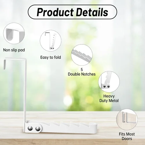 Vista 2 de Paquete de 2 estantes para secar sobre la puerta, organizador de ganchos plegables para colgar ropa, ahorro de espacio, para lavandería, abrigos