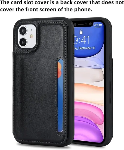 Vista 3 de iCoverCase Funda compatible con iPhone 11 con soporte para tarjetas, funda protectora de piel sintética para mujeres y hombres, bloqueo RFID, funda