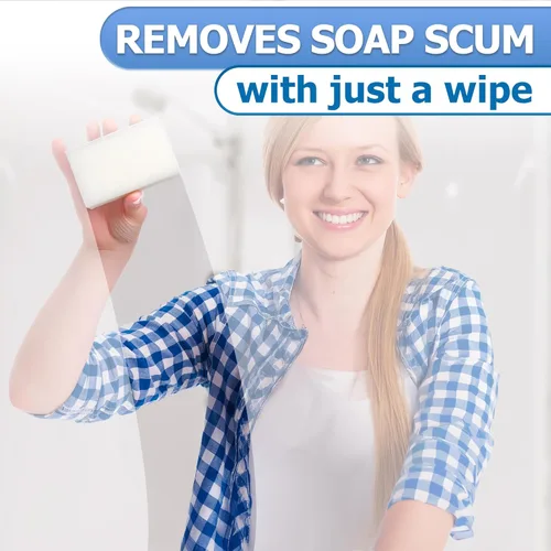 Vista 5 de 50 esponjas de melamina para limpieza, esponja mágica blanca, prácticos bloques de limpieza (3.9 x 2.4 x 0.8 in), diseño antiarañazos para limpieza