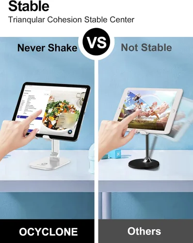 Vista 5 de OCYCLONE Soporte para teléfono, altura y ángulo ajustable, soporte plegable para teléfono celular para escritorio, soporte más alto para iPhone
