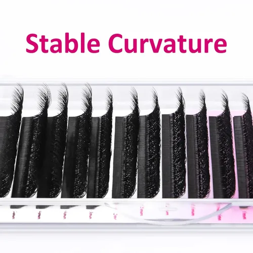 Vista 6 de VEYES INC - Bandeja de extensiones de pestañas falsas YY, rizado C/D, longitud mixta de 9-15 mm, prefabricadas, volumen en forma de abanico