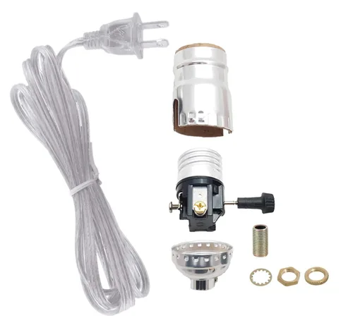 Vista 8 de B&P Lamp® Portalámparas de latón antiguo con juego de cables a juego y herrajes básicos