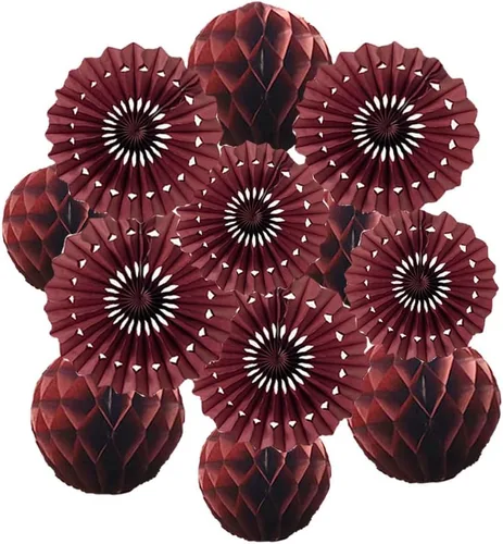 Vista 12 de 12 piezas de bolas de panal de 6 pulgadas y 8 pulgadas, abanicos de papel de seda, abanicos de bolas de panal para fiestas, decoraciones de pared