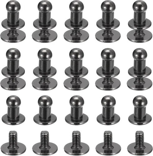 Vista 32 de uxcell Remaches de cabeza de bola de 0.157 pulgadas (0.157 in), tornillo trasero, paquete de 15 remaches de pezón de botón de cabeza redonda
