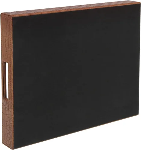Vista 8 de HofferRuffer Bandeja rectangular de servir con asas con agujeros para mesa de café, desayuno, té, comida, bandeja de servicio para mostrador