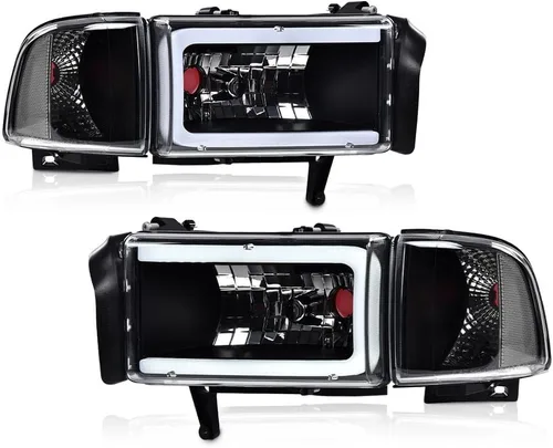 Vista 11 de PIT66 Conjunto de faros LED DRL BAR, compatible con GMC Sierra 1999-2006 /GMC Yukon 2000-2006, faros delanteros con lente ahumada, carcasa negra