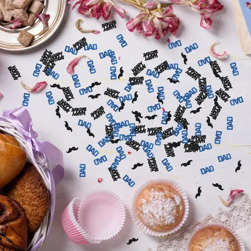 Vista 6 de Confeti con purpurina de feliz cumpleaños para papá, confeti de mesa de cumpleaños para papá, dispersión de papel para papá, confeti de mesa