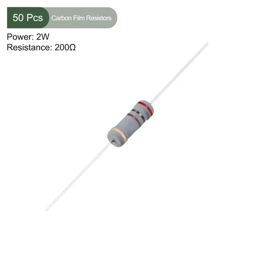 Vista 2 de YOKIVE 50 resistencias de película de carbono, 2 W, 200 ohmios, 5 % de tolerancias, buenas para proyectos electrónicos de bricolaje