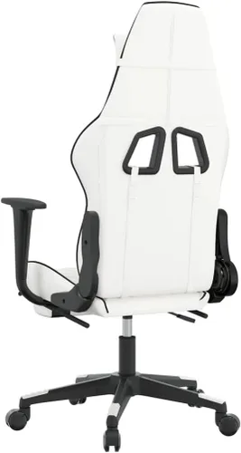 Vista 6 de Massage Gaming Chair with Footrest and Lumbar Support, Computer Chair, Height Adjustable Game Chair with 360°-Swivel Seat and Headrest, White&Black