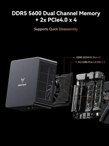 Vista 4 de MINISFORUM UM890 Pro Ryzen 9 Mini PC AMD Ryzen 9 8945HS (8C/16T, hasta 5.2GHz) 32GB RAM 1TB SSD Micro computadora, 2xUSB4(8K) 1xHDMI(4K) 1xDP(4K)