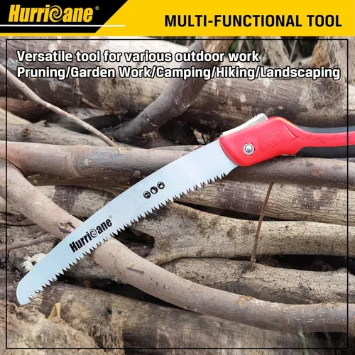 Vista 6 de HURRICANE Sierra plegable/implemento de poda de 10 pulgadas/engranaje de corte de madera/cortador de árbol de campamento con hoja curva SK5/dientes