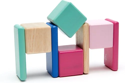 Vista 7 de Juego de bloques de madera magnéticos Tegu Pocket Pouch de 8 piezas, Blossom