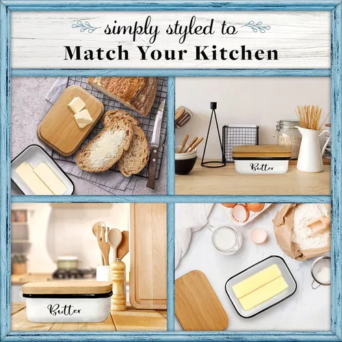 Vista 5 de Home Acre Designs - Mantequillera con tapa para decoración de hogar estilo granja, colección de cocina