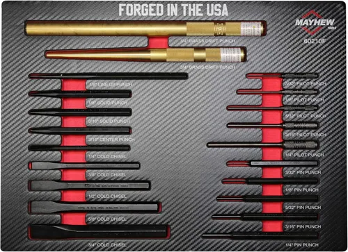 Vista 6 de Mayhew Tools 14050 Juego de punzones y cinceles, juego de demostración de 4 piezas, acabado de óxido negro